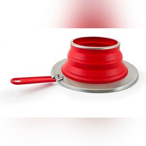 Collapsible Red Silicone Funnel Splatter Protection